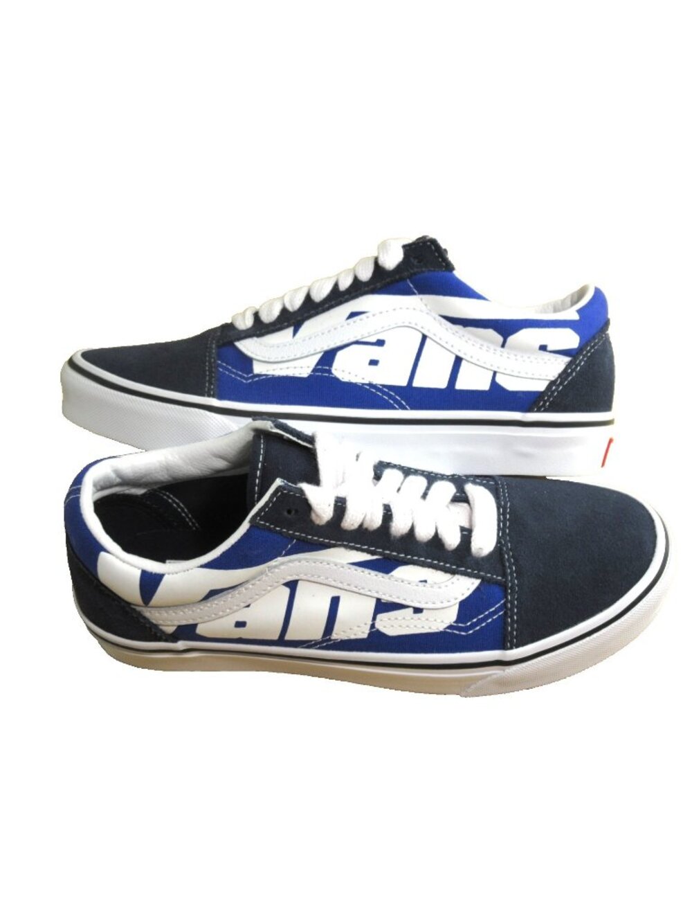 Vans Men's Old Skool Jumbo VANS Logo Blue White Canvas Suede shoes Size 10.5